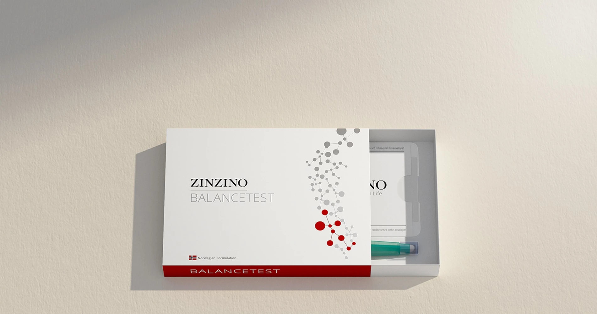 Coffret BalanceTest Zinzino photographié dans une lumière douce